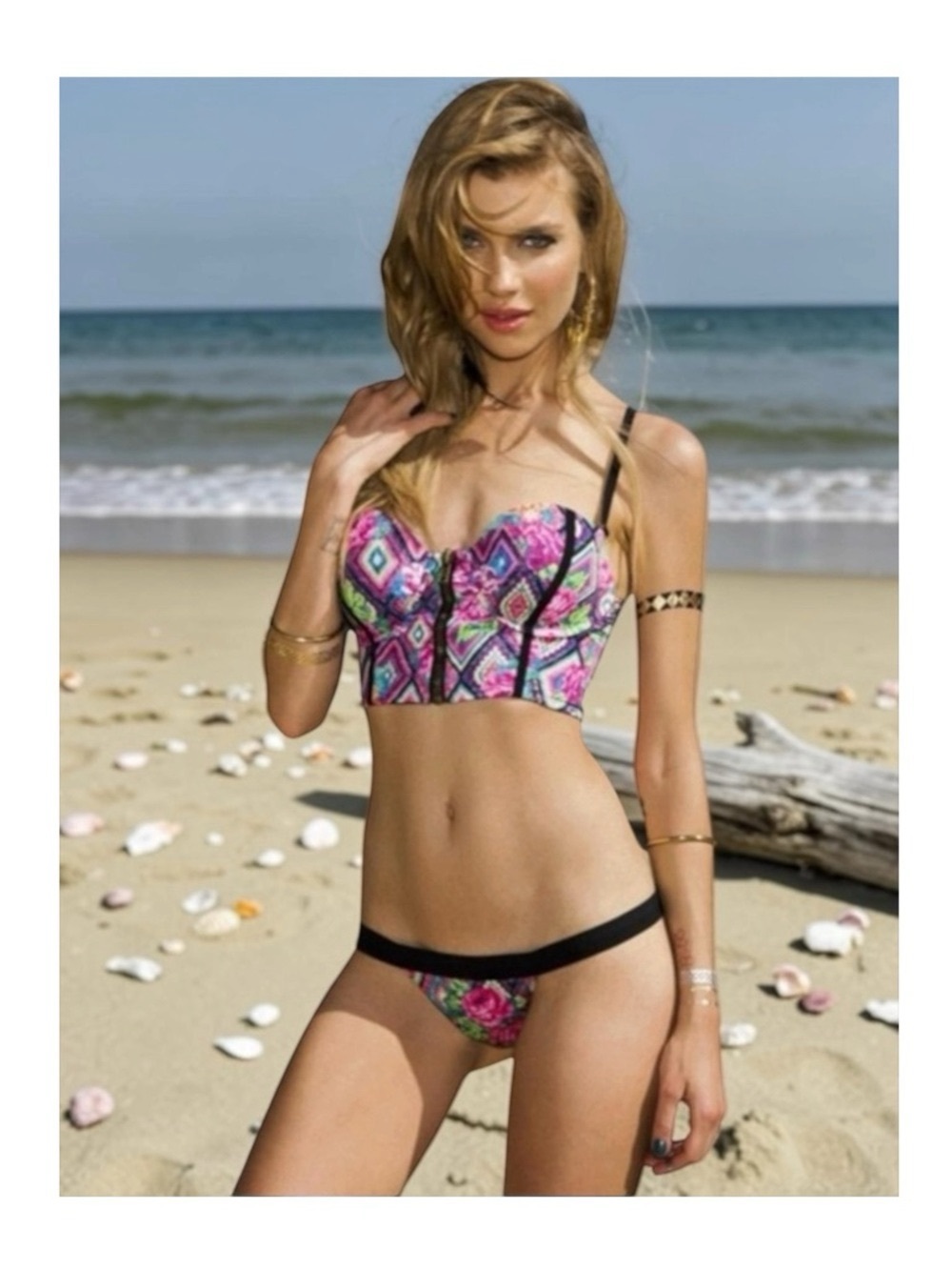 new BB Beach Bunny ❉ Floral Print Bikini Bottom ❉ Pink Strawberry Print ❉ L XL ❉ - Picture 15 of 16